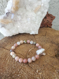 Single Pink Stone & Shell Bracelet