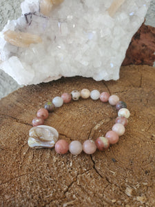 Single Pink Stone & Shell Bracelet