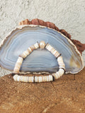 Single Tan & White Heishi Shell Bracelet