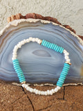 Single Turquoise Shell and Seed Bead Bracelet